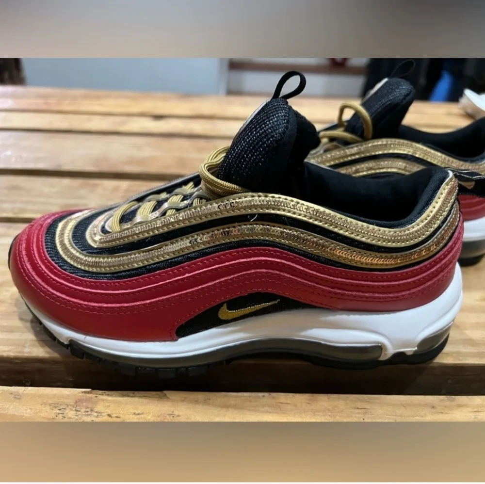 NWOT Nike Air Max 97 Red and Gold Sequins - Picture 5 of 8